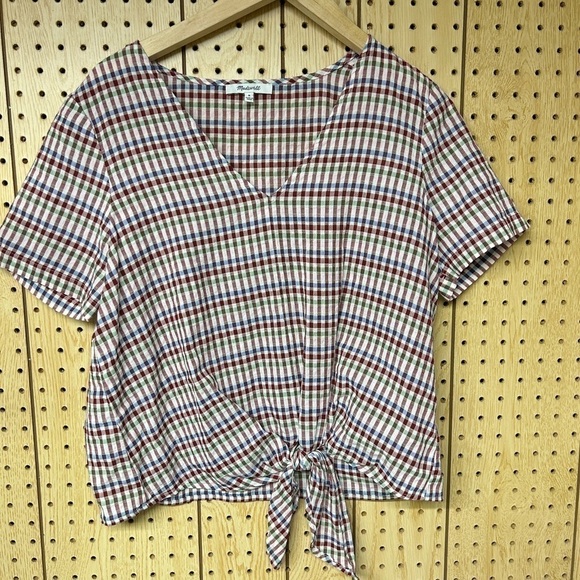 Novel Tie-Front Top in Rainbow Gingham Check - Picture 2 of 5